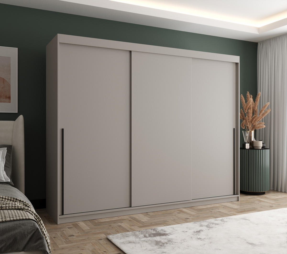 SCHIEBETÜRENSCHRANK 250 cm Breite Kaschmir mit schwarzem Griff - Kaschmir/Schwarz, Holzwerkstoff (250/200/62cm) - Home Collective