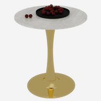 COUCHTISCH 70/70/72 cm Gold Weiß mit runder Kunstmarmorplatte im Minimal-Design - Goldfarben, Stein (70/70/72cm) - OKWISH