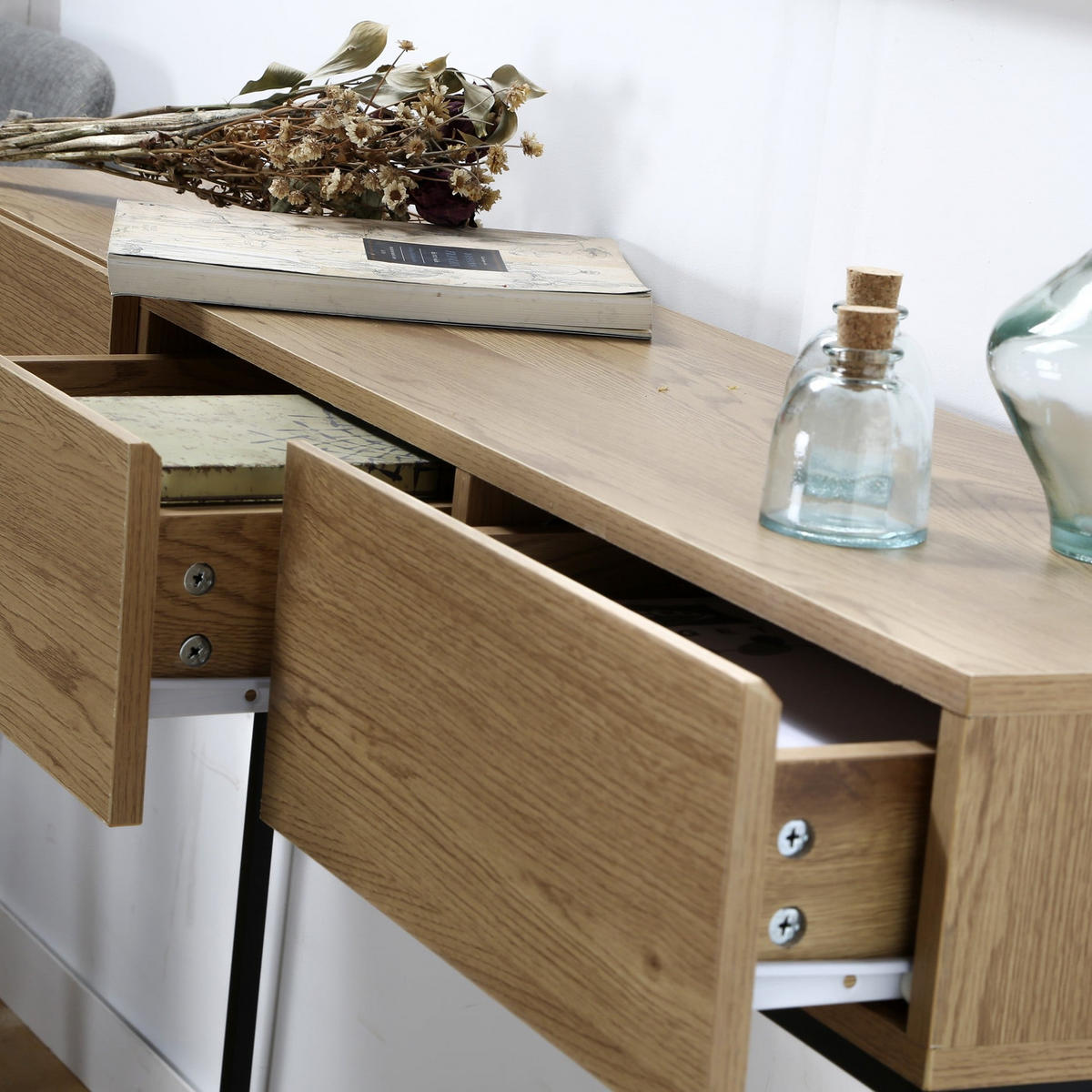 KONSOLE mit 3 Schubladen in Eiche Dekor L120cm - Eiche Artisan, Holzwerkstoff (120/29.5/73cm) - Calicosy