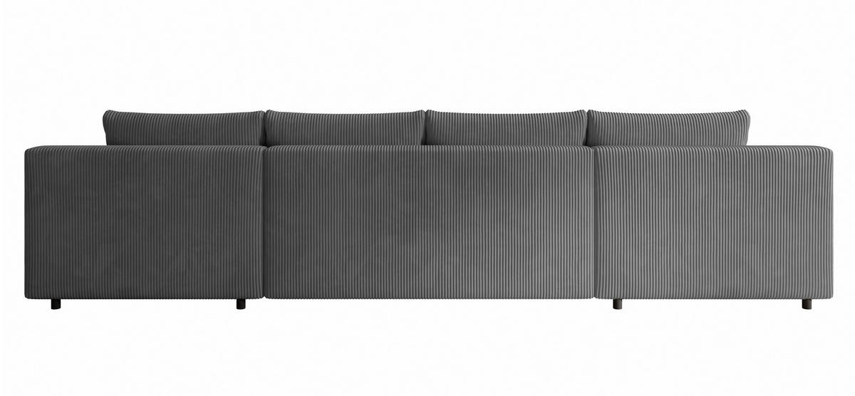 WOHNLANDSCHAFT Nelly U mit Bettkasten und Schlaffunktion, Cordstoff in U-Form - Dunkelgrau, Textil (349/80/185cm)
