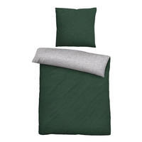 BETTWÄSCHE-GARNITUR Biber Melange UNI dunkelgrün, 135x200 cm + 80x80 cm - Dunkelgrün, Textil (135/200cm) - biberna