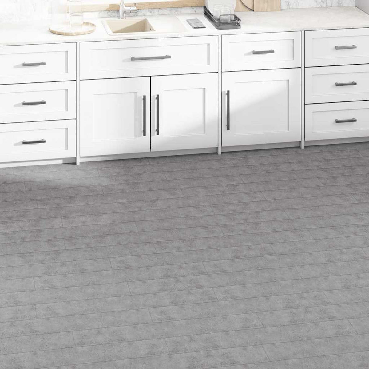 VINYLBODEN PVC-Dielen selbstklebend | 2mm Stärke | Laminat Viny | Zementbraun , 5,02m² - Graubraun, Holzwerkstoff (91.5/15.2/0.2cm) - DELUKE