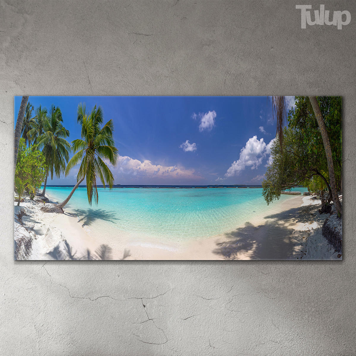 GLASBILD 120x60 cm Malediven Panorama - Blau/Hellblau, Glas (120/60cm) - TULUP