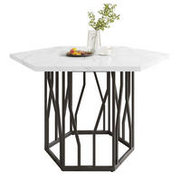 ESSTISCH 115x100x75 cm in Schwarz aus MDF mit Schwarz-Weiß Marmoroptik auf Metallgestell - Schwarz, Holzwerkstoff (100/115.5/75cm) - Modfu