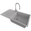GRANITSPÜLE Ibiza, 2-er set Grau 90/50 cm 1 Becken + Küchenarmatur 38/14 cm + Ablauf-Set ab 60er Unterschrank - Grau, Kunststoff (90/19/50cm) - Primagran