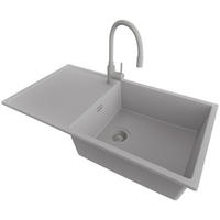 GRANITSPÜLE Ibiza, 2-er set Grau 90/50 cm 1 Becken + Küchenarmatur 38/14 cm + Ablauf-Set ab 60er Unterschrank - Grau, Kunststoff (90/19/50cm) - Primagran