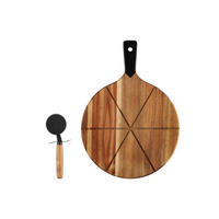 PIZZABRETT mit Messer - Braun, Holz (30.5/42.5/4cm)