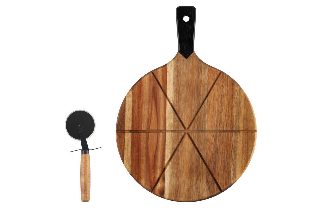 PIZZABRETT mit Messer - Braun, Holz (30.5/42.5/4cm)