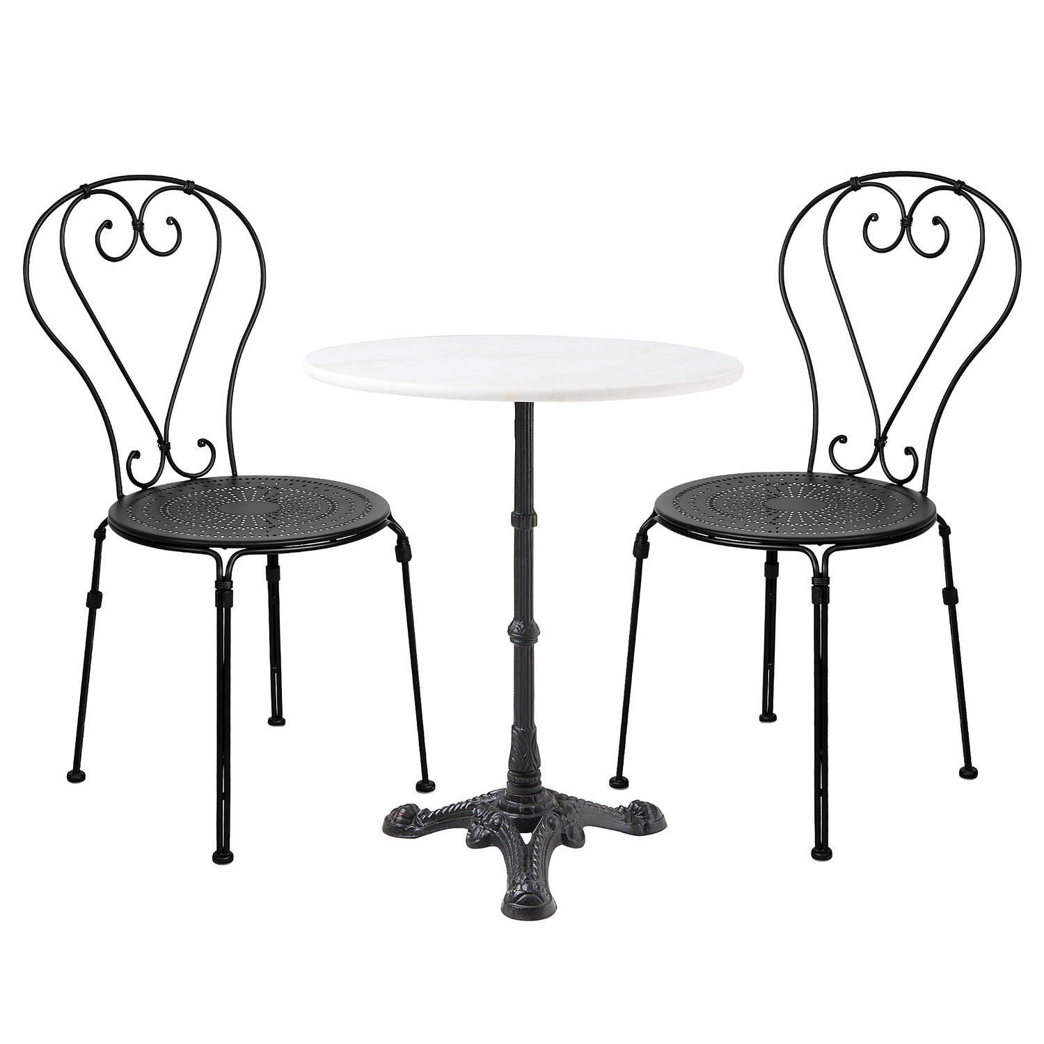 GARTENMÖBEL-SET (3-teilig) Castello - Schwarz/Weiß, Stein/Metall - BUTLERS