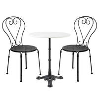 GARTENMÖBEL-SET (3-teilig) Castello - Schwarz/Weiß, Stein/Metall - BUTLERS