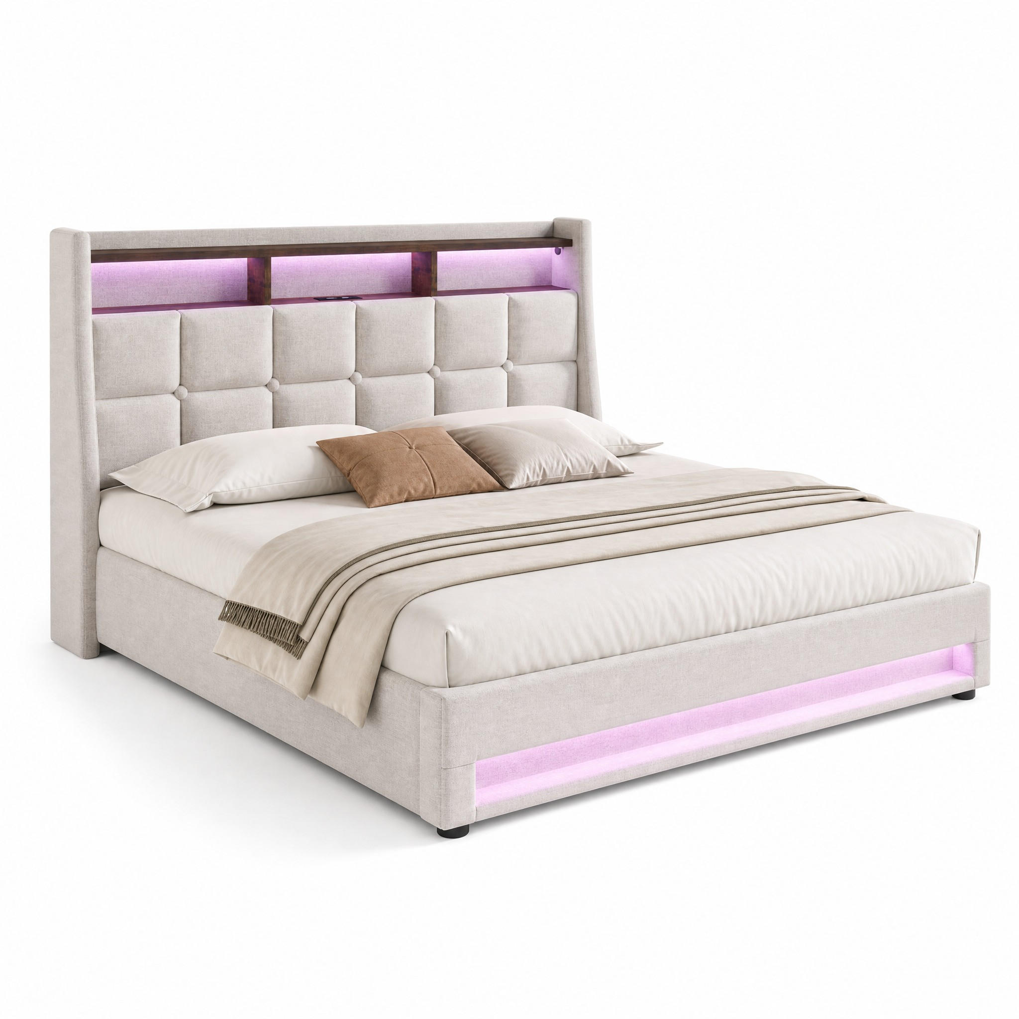 Meubliv Polsterbett Beige 140x200 cm