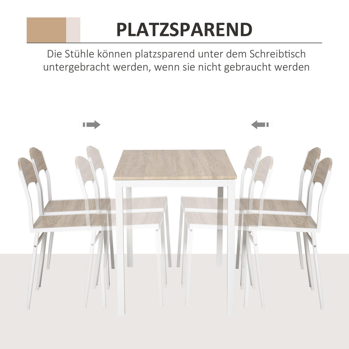 ESSGRUPPE, MDF, Metall, Hellgrau - Hellgrau, Kunststoff (63/76.5/100cm) - HOMCOM