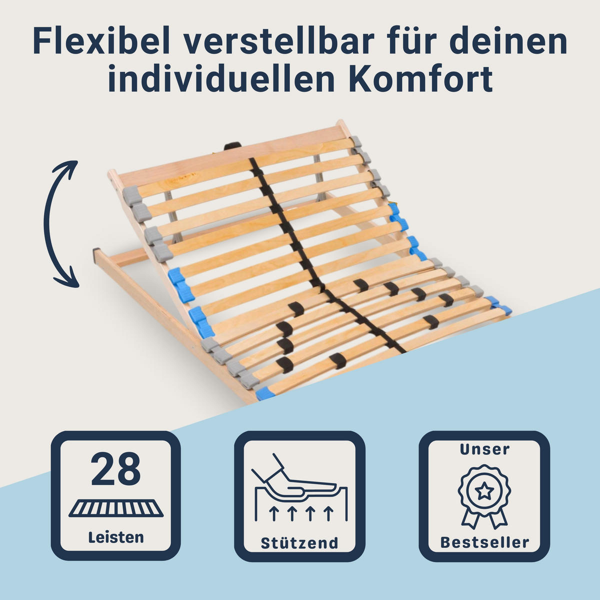 MADERA 7-Zonen-Lattenrost – 3 verschiedene Ausführungen, zur Selbstmontage, Größe: 90x200 - Kopfteilverstellung - Braun, Holz (90/200cm) - Betten-ABC