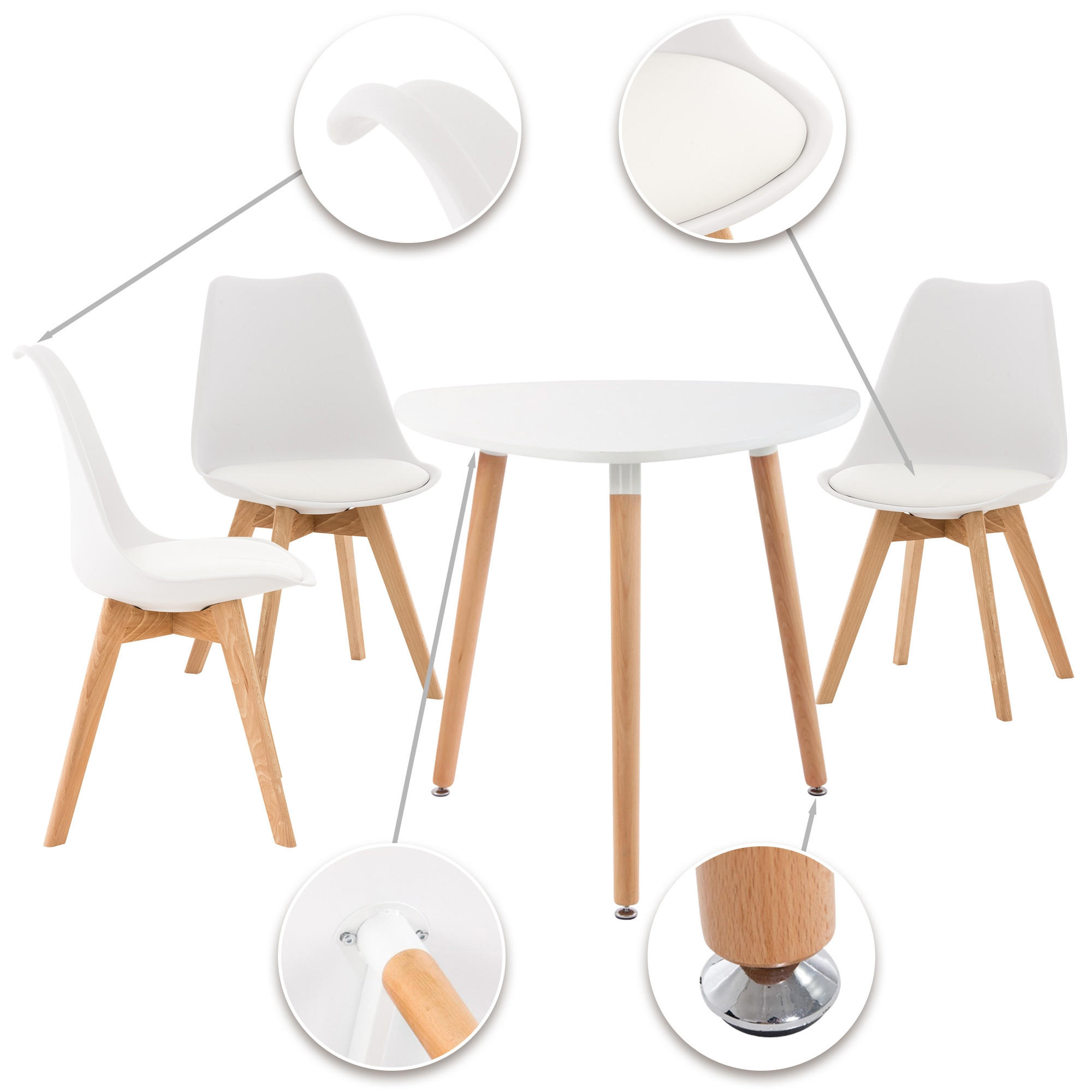 TISCHGRUPPE Holz weiß - Weiß, Holz (150/83/150cm) - CLP