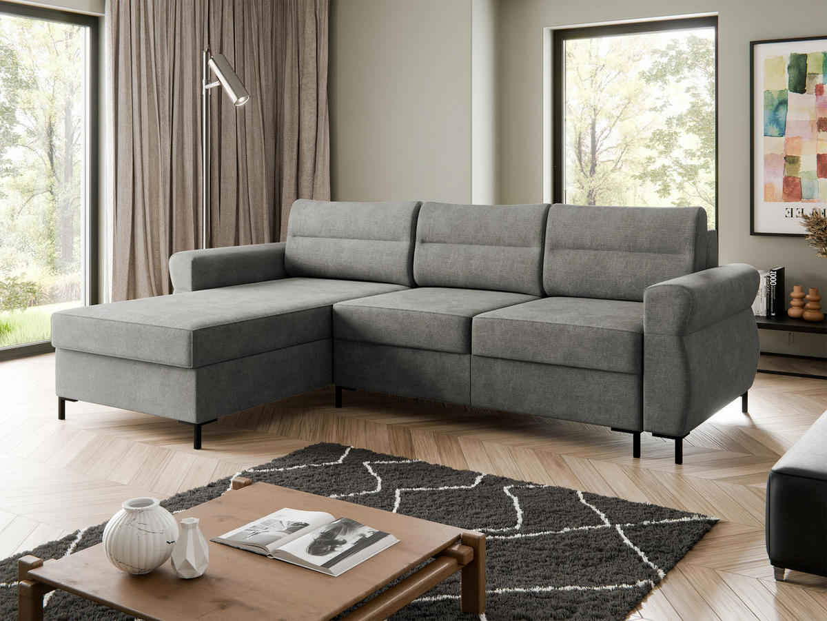 ECKSOFA Berne - Schwarz/Grau, Holz/Kunststoff (258/170cm) - MIRJAN24
