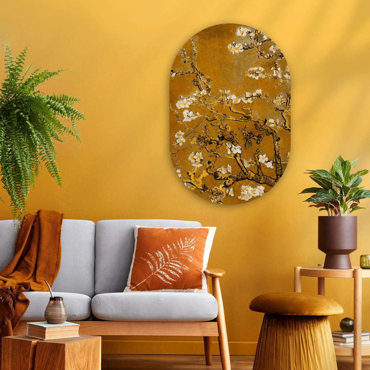 WANDBILD Mandelblüte - Kunst - Van Gogh - Gold 60x90 cm - Wengefarben, Kunststoff (60/90cm) - MuchoWow