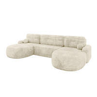 WOHNLANDSCHAFT mit Schlaffunktion und Bettkasten LIRA-U - 335x172x89 Creme - Ecru, Holzwerkstoff/Textil (335/89/172cm) - ALTDECOR