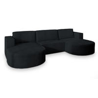 WOHNLANDSCHAFT VEZZO P Schwarz Kordstoff mit Schlaffunktion - Schwarz, Holz (347/85/174cm) - MASSENO