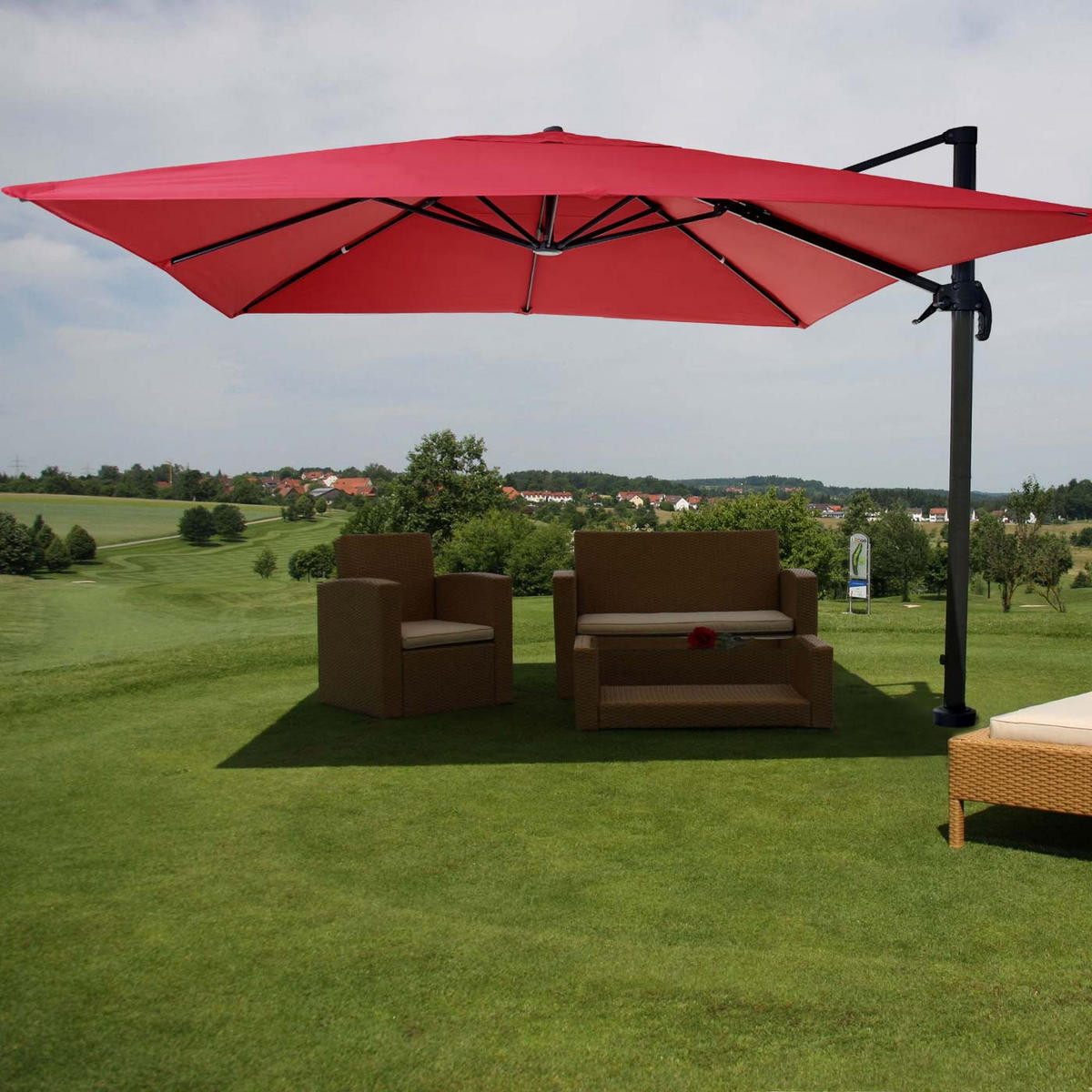 AMPELSCHIRM I Rot 300/300 cm - Rot, Textil (360/300cm) - MCW