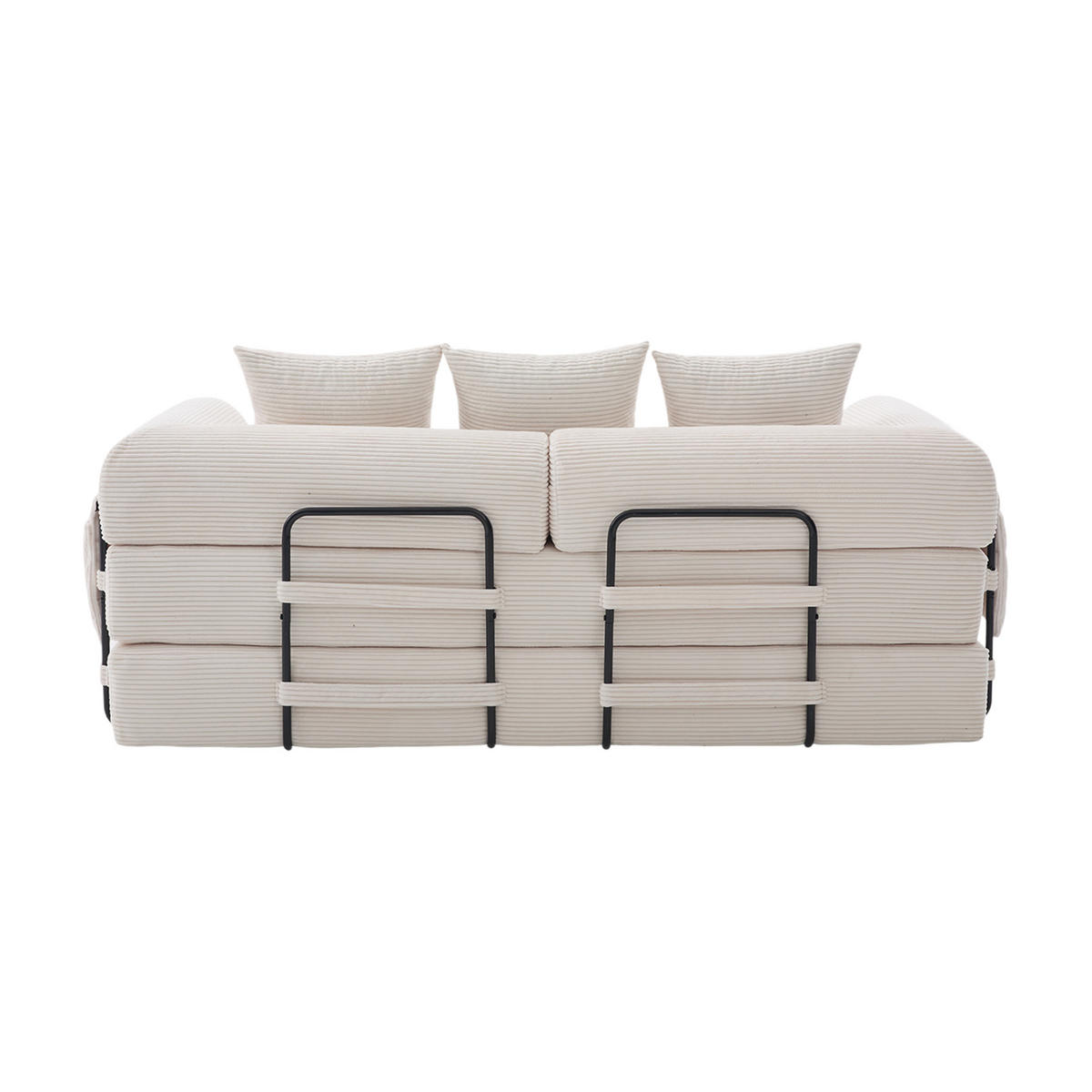 SOFA 3-Sitzer in Beige aus Cord mit modularem Design und Metallrahmen - Weiß, Holzwerkstoff/Textil (200/67/94cm) - CHICFURN
