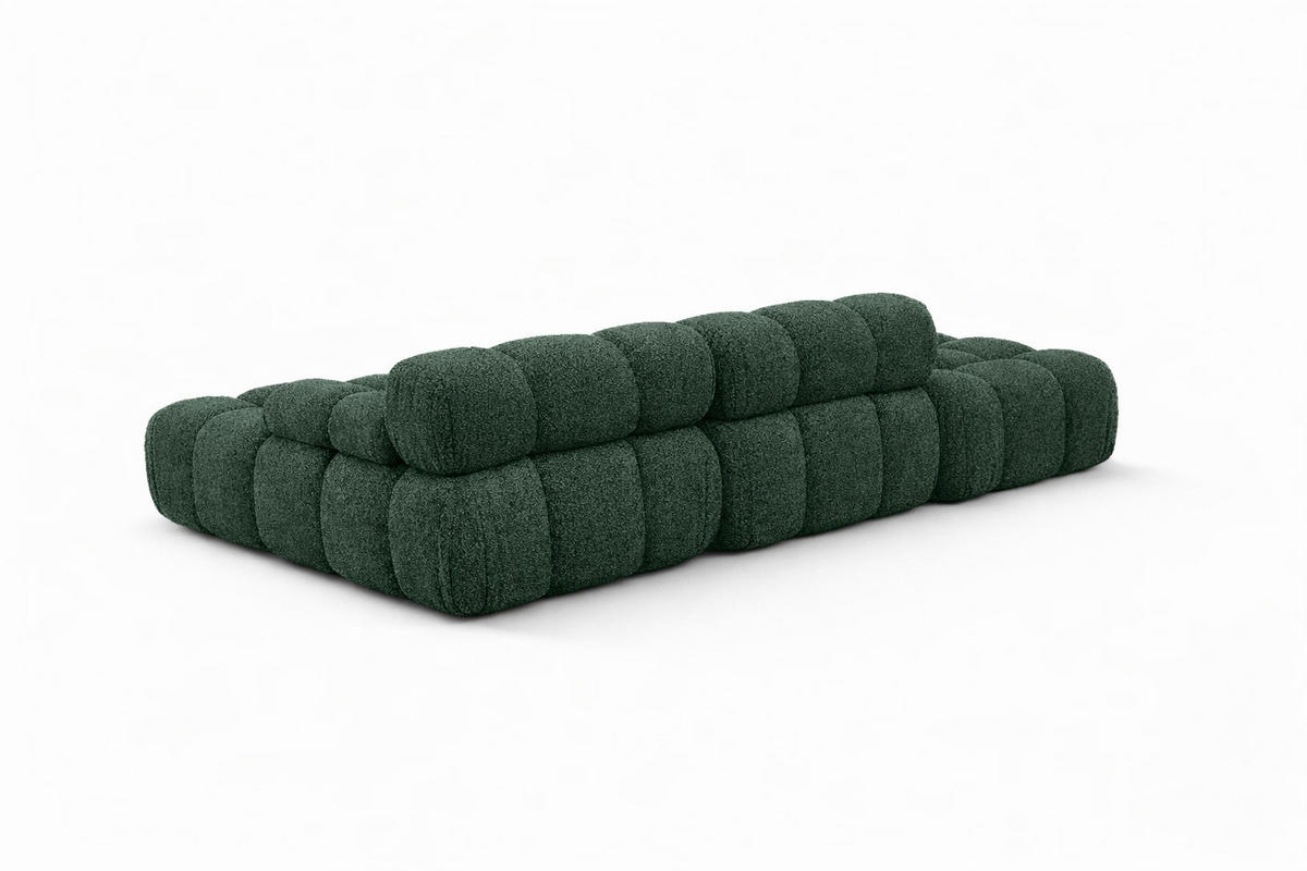 ECKSOFA L-Form Modular Mit Hocker, Bouclé-Stoff Abriamo, Dunkelgrün, Links, Selia - Dunkelgrün, Holz (285/160cm) - Kaiser Möbel