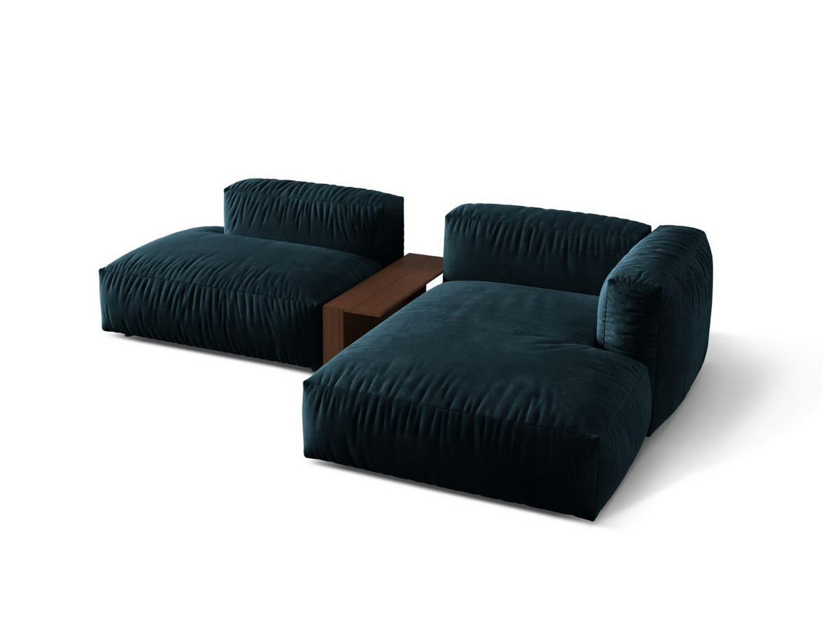 ECKSOFA modular rechts Martina aus Samt dunkel petrol 2 Sitzplätze - Petrol, Textil (176/285cm) - Micadoni