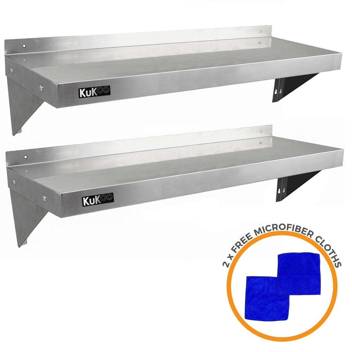 WANDREGAL 2 x 1250mm x 300mm - Silberfarben, Metall (125/23/30cm) - Kukoo