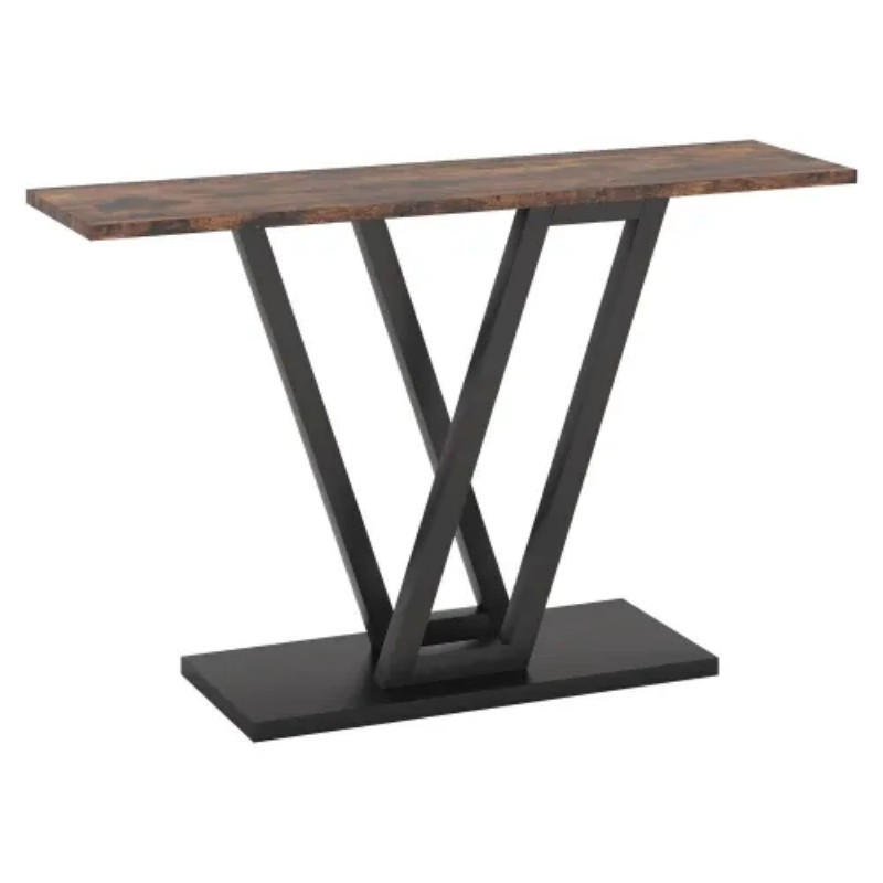 KONSOLENTISCH Schwarz/Rustikalbraun 110/30/80 cm - Schwarz, Metall (30/110/80cm) - PANGIVO