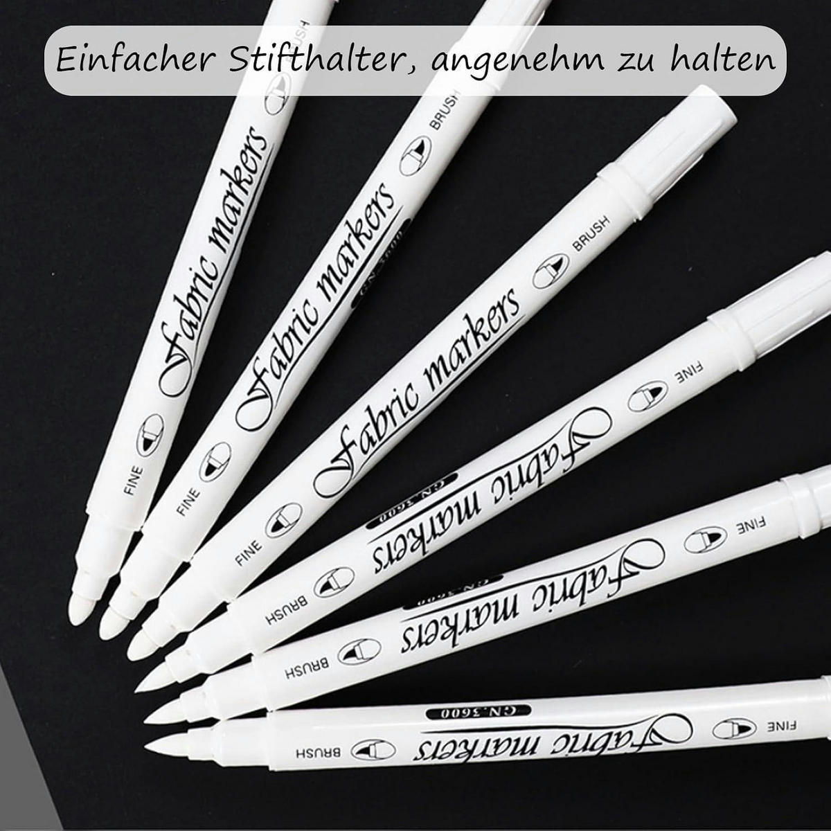 TEXTILSTIFTE 2er Set Weiß Waschmaschinenfest Stoffmalstifte Doppelkopf - Weiß, Kunststoff (1/1/16.8cm)