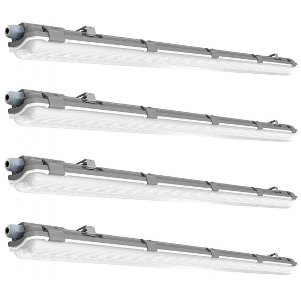 LED DECKENLEUCHTE Wannenlampe Grau 4er Set - Grau, Kunststoff (127.5/6.8/5.8cm)