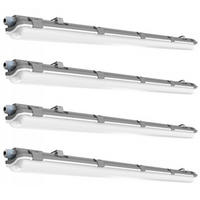 LED DECKENLEUCHTE Wannenlampe Grau 4er Set - Grau, Kunststoff (127.5/6.8/5.8cm)