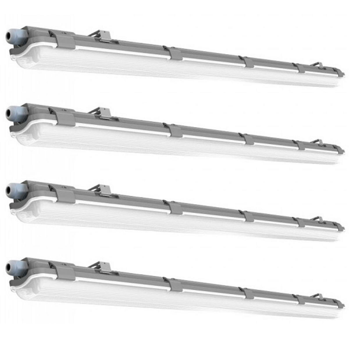 LED DECKENLEUCHTE Wannenlampe Grau 4er Set - Grau, Kunststoff (127.5/6.8/5.8cm)