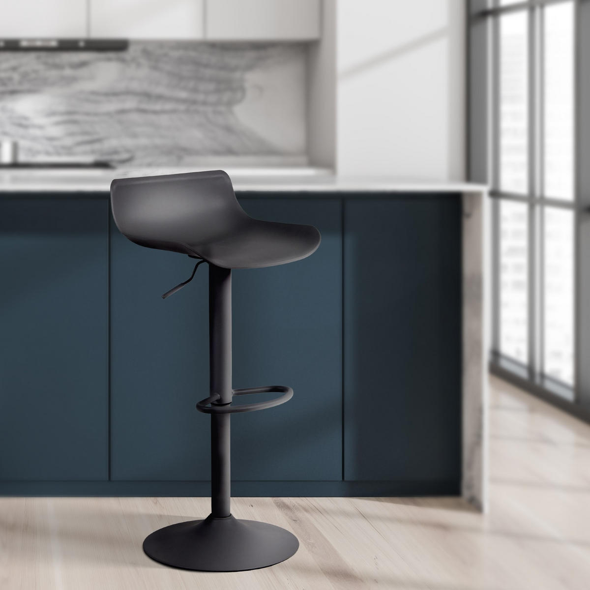 BARHOCKER Aveiro 69-94x43x44 cm schwarz - Schwarz, Kunststoff (43/69/44cm) - furnicato