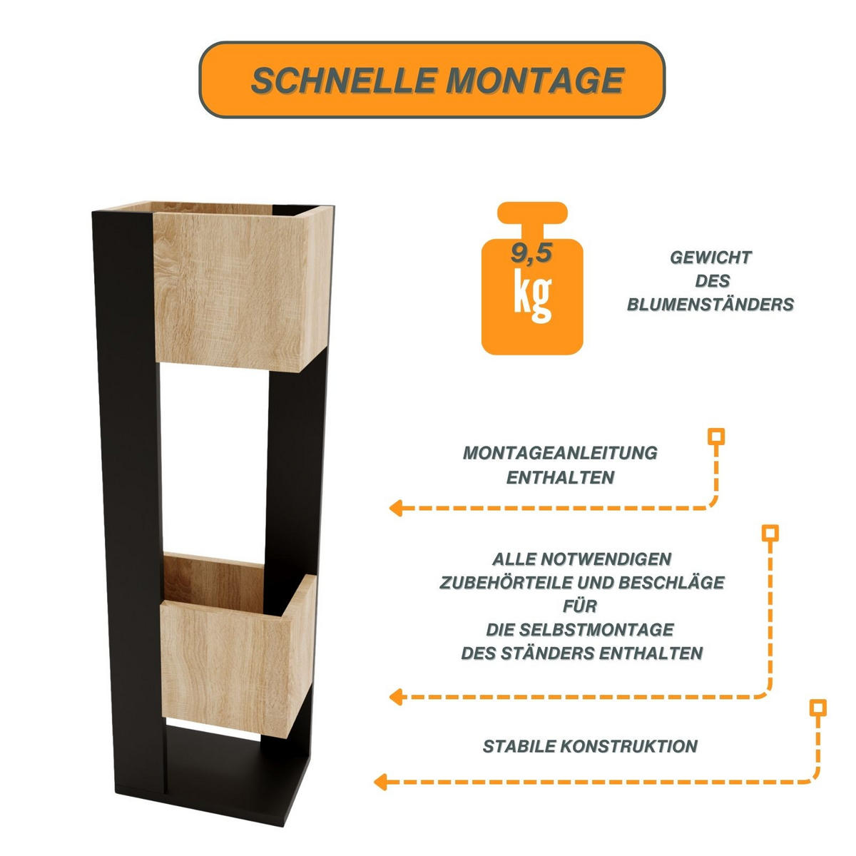 BLUMENSTÄNDER Duo - Sonoma Eiche, Holzwerkstoff (23/98/29cm) - RAUMHIRSCH FURNITURE