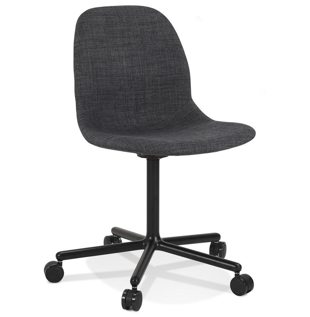 SCHREIBTISCHSTUHL Stoff drehbar mit Rollen und gepolstertem Sitz NORIXO, Anthrazit 55x55x85 cm - Anthrazit/Schwarz, Textil/Metall (55/85/55cm) - KADIMA DESIGN