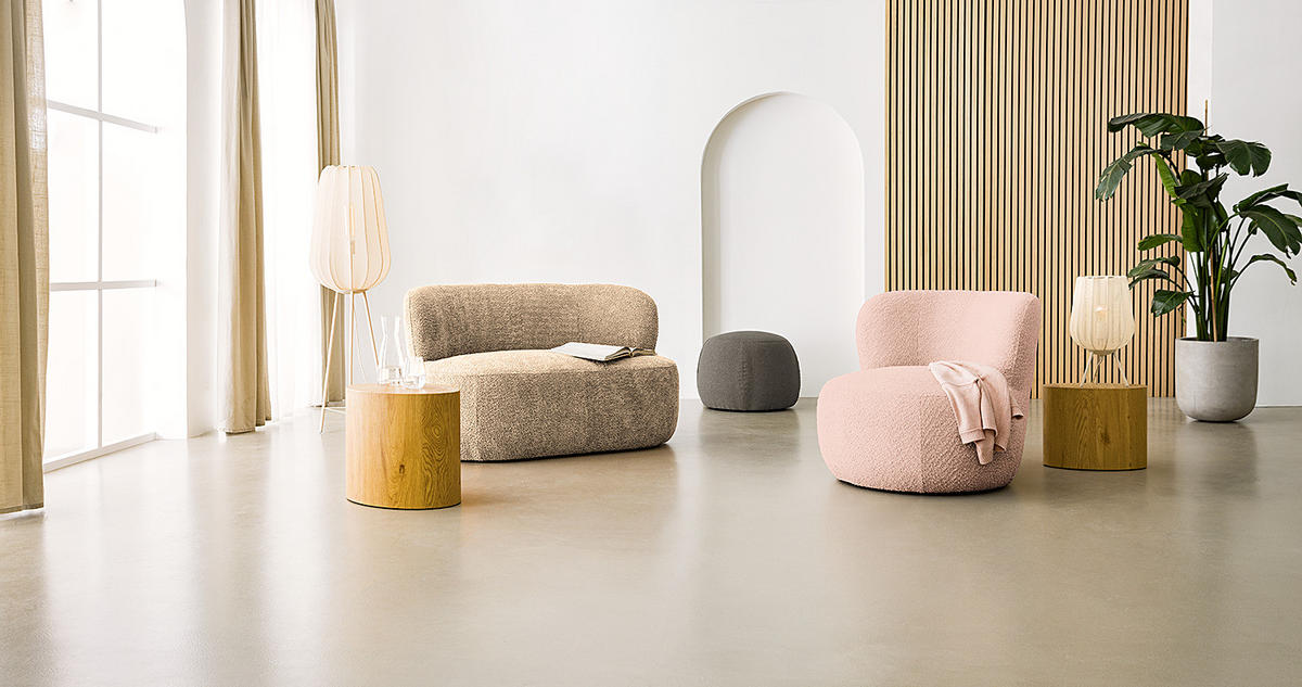 1,5-SITZER SOFA - Sandfarben/Schwarz, Kunststoff/Textil (134/75/84cm) - home24