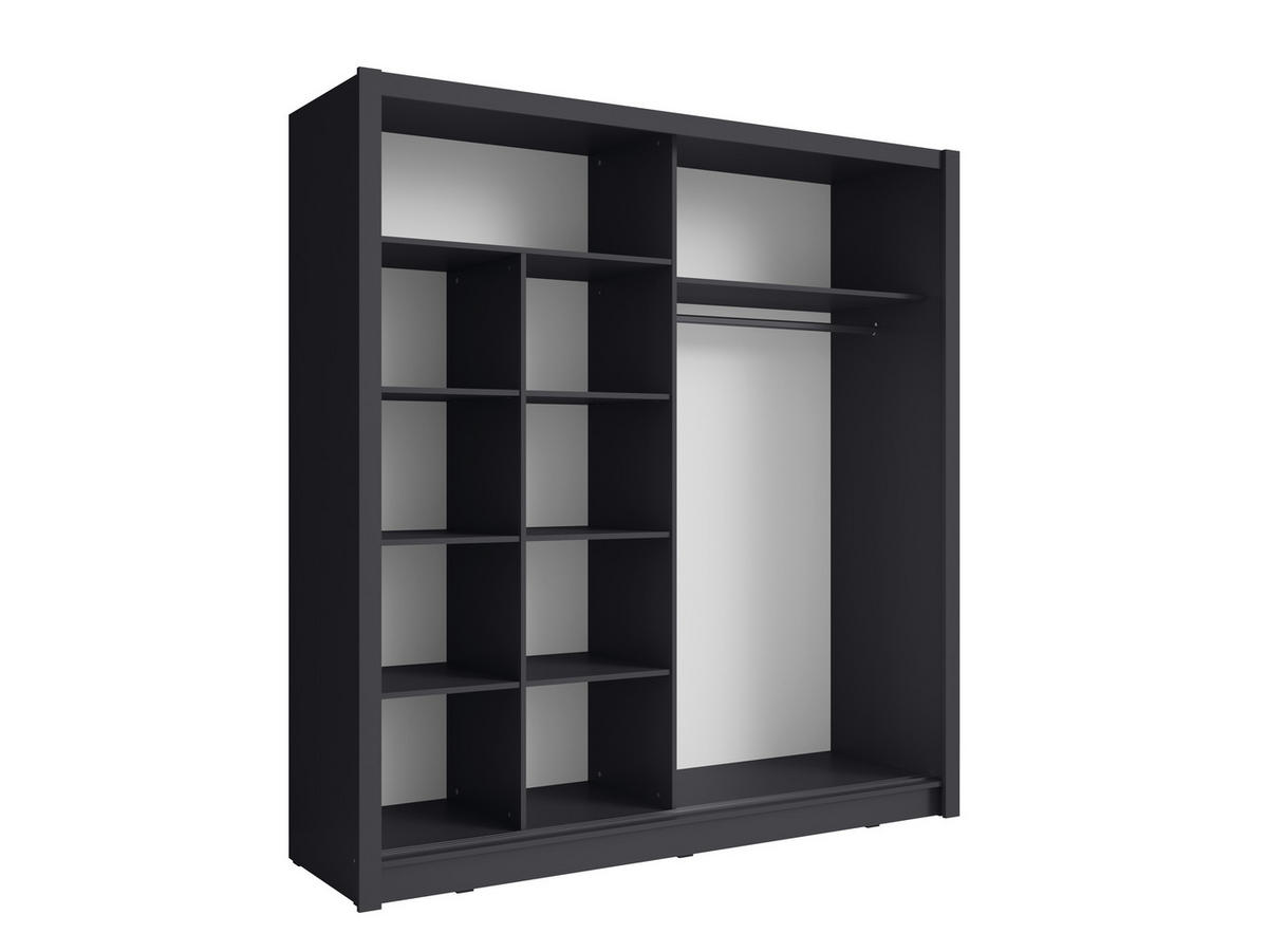 SCHIEBETÜRENSCHRANK BAKU 10 - 154,4/214,4/62 cm 2-Türig Grau Graphite - Grau, Holz/Holzwerkstoff (154.4/214.4/62cm)