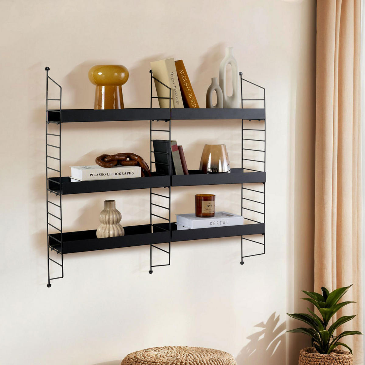 METALL-WANDREGAL L98cm - Oxa - Schwarz - Schwarz, Metall (98/100/21cm) - Drawer