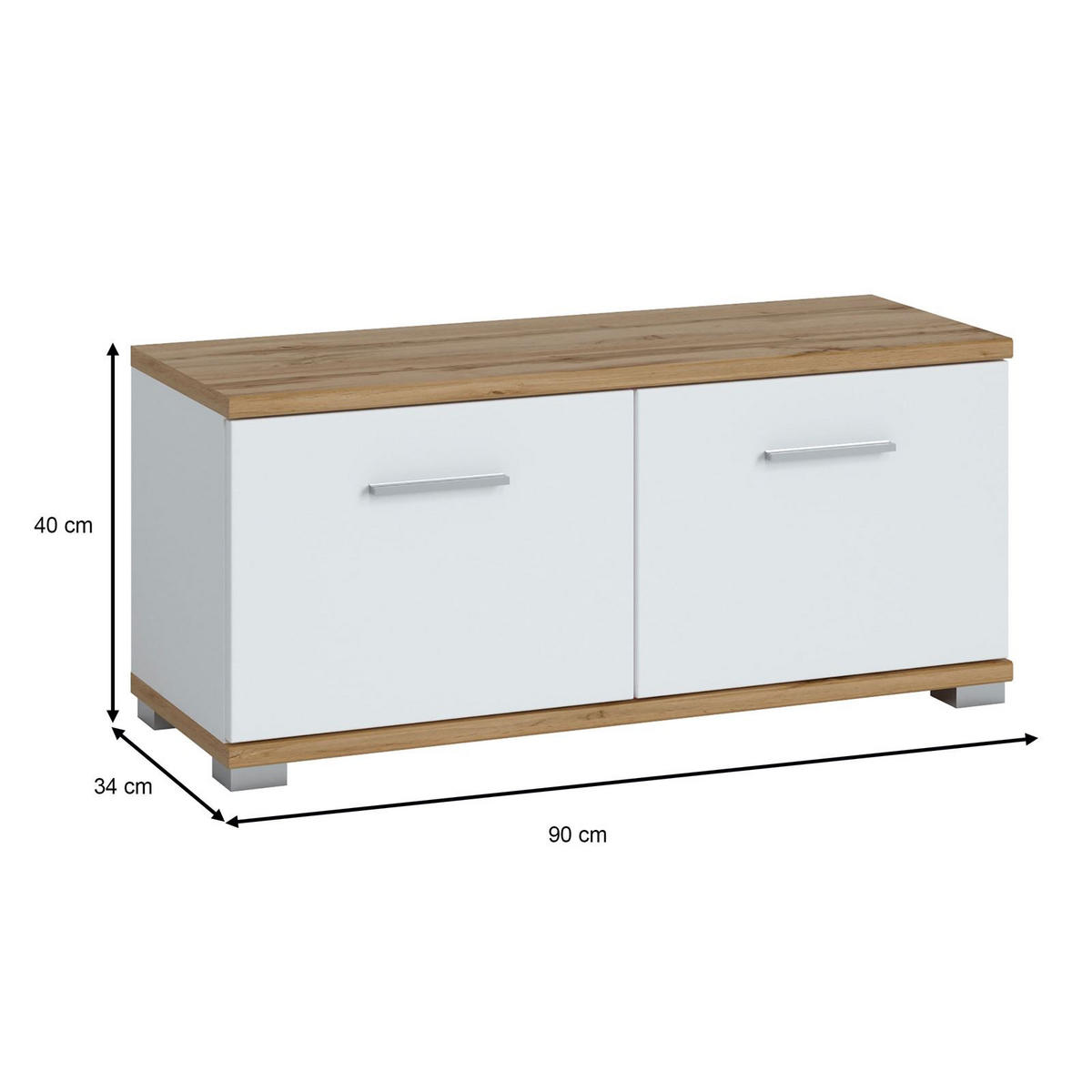 SITZBANK BILBAO - Eiche Wotan/Weiß, Holzwerkstoff (90/40/34cm) - CARO-Möbel