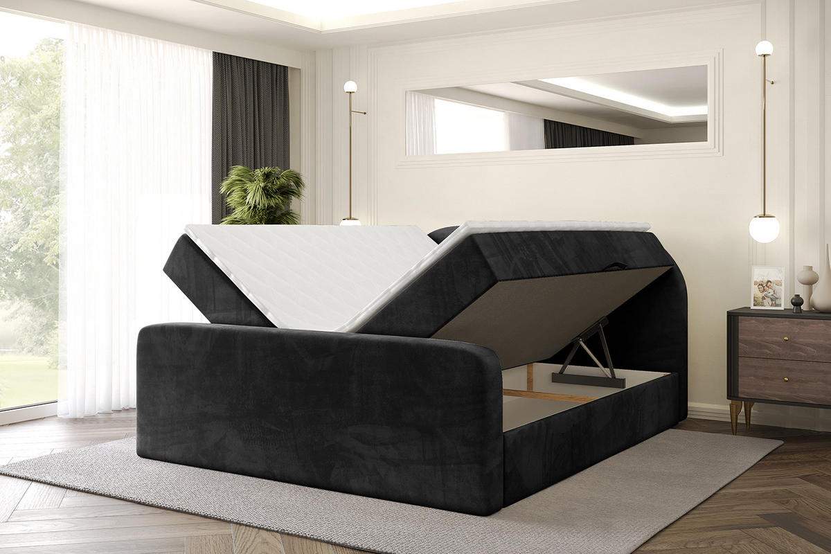 BOXBETT mit Matratze H4 und Lattenrost - NOX-Z - 140x200 - Schwarz Casablanca - Schwarz, Holzwerkstoff (140/200cm) - ALTDECOR