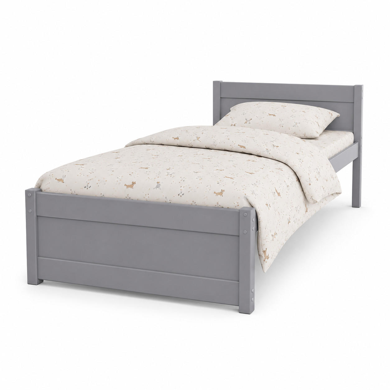 KINDERBETT Luna 200x100 in Grau mit Lattenrost - Grau, Holzwerkstoff - LUKDOM