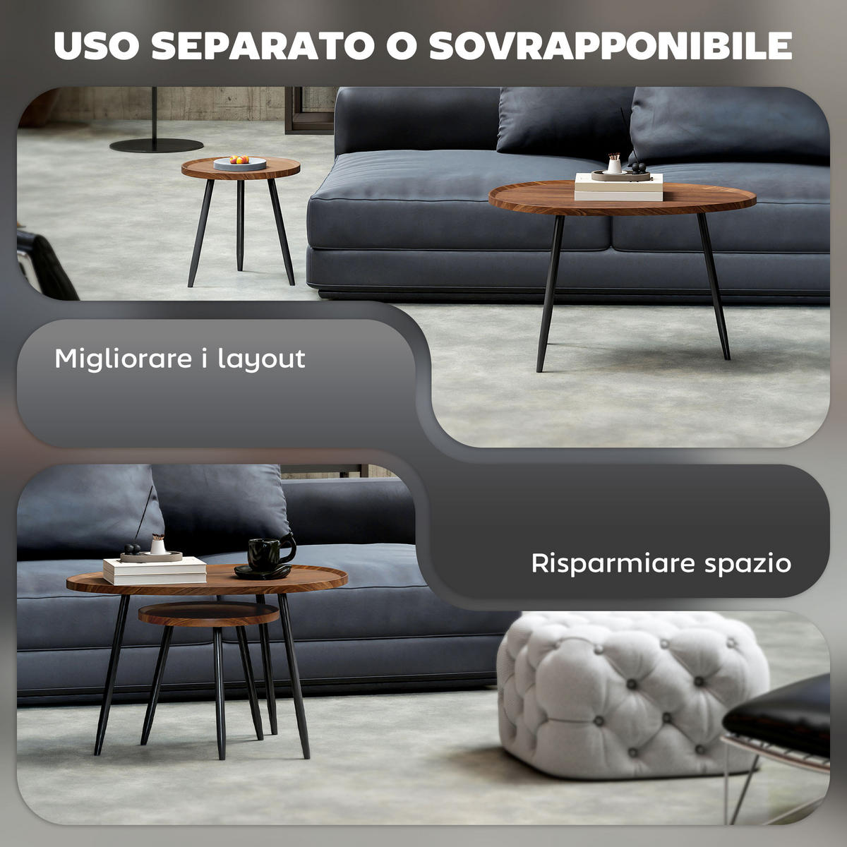 COUCHTISCH Schwarz 1 Stück - Schwarz, Metall (80/55/49cm) - GiPP