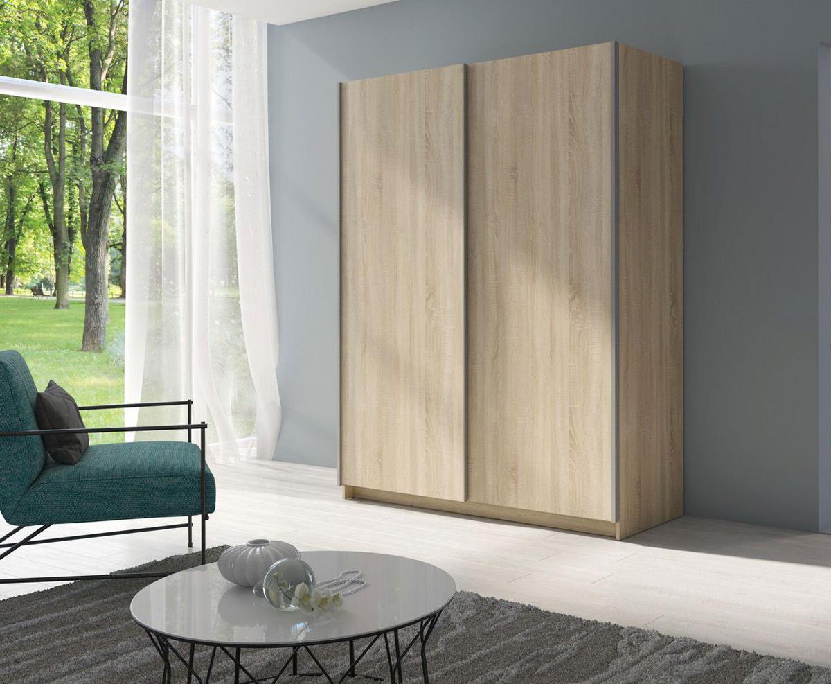 SCHWEBETÜRENSCHRANK Gozo Sonoma Eiche 180 / 62 / 198cm - Grau/Sonoma Eiche, Holz/Holzwerkstoff (180/198/62cm) - Feldmann-Wohnen