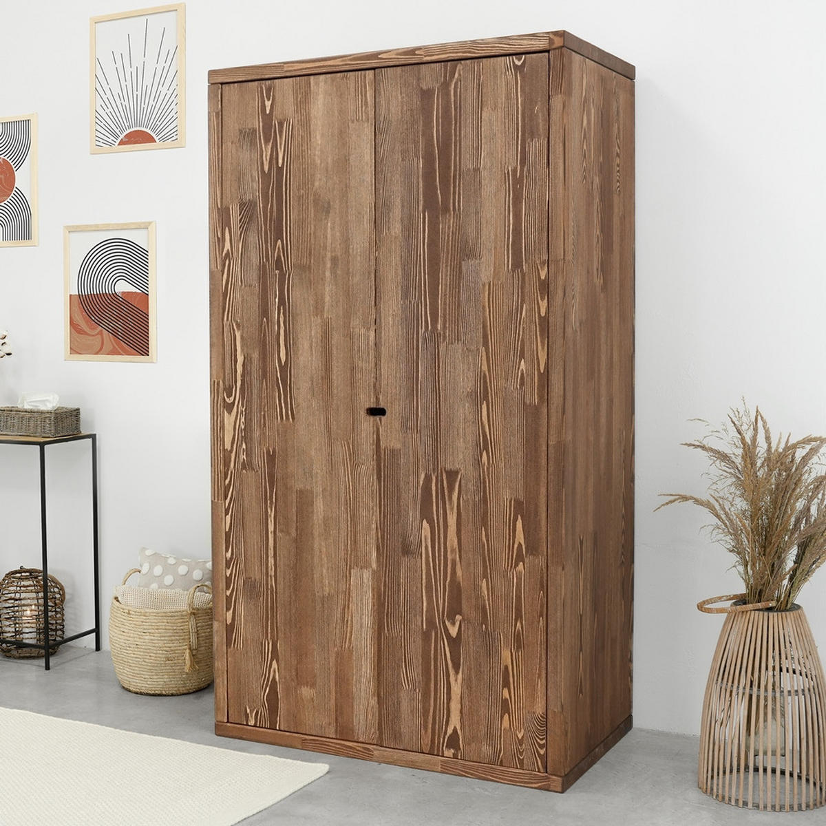 KLEIDERSCHRANK aus Massivholz MARIKA - Dunkelbraun, Holz (100/184/60cm) - Seart