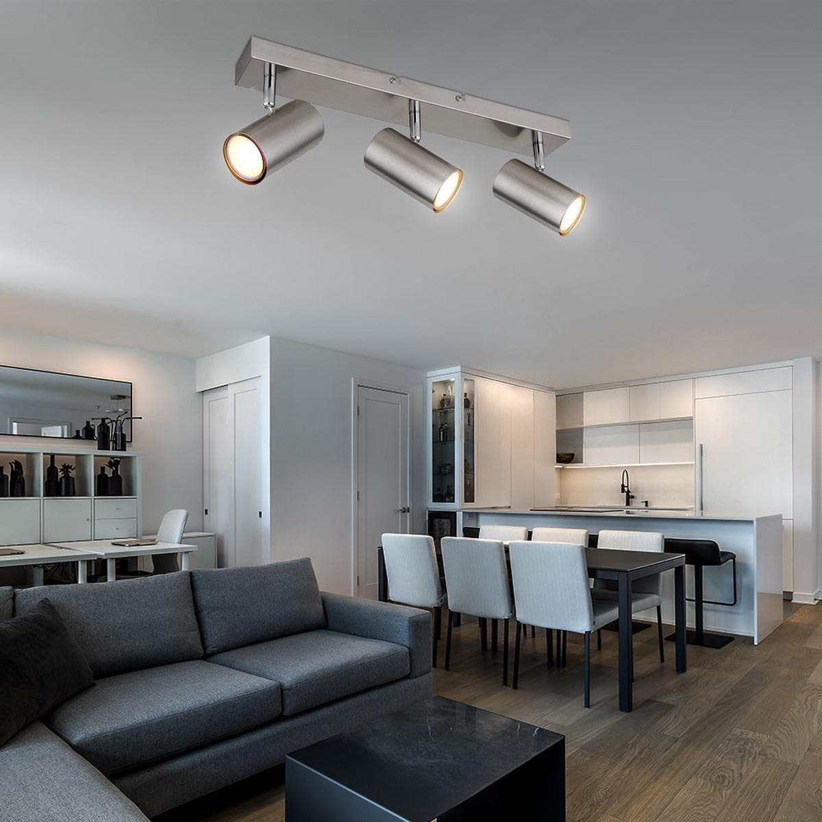 DECKENLEUCHTE Silber Bewegliche Spots - Silberfarben, Metall (41/6/12cm)