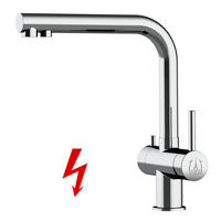 NIEDERDRUCK-3-WEGE-KÜCHENARMATUR, Edelstahl Massiv aus Chirurgenstahl, Hochglanz, 560° schwenkbar / Kurze Variante - Edelstahlfarben, Metall (22.5/28/22.5cm) - VIZIO