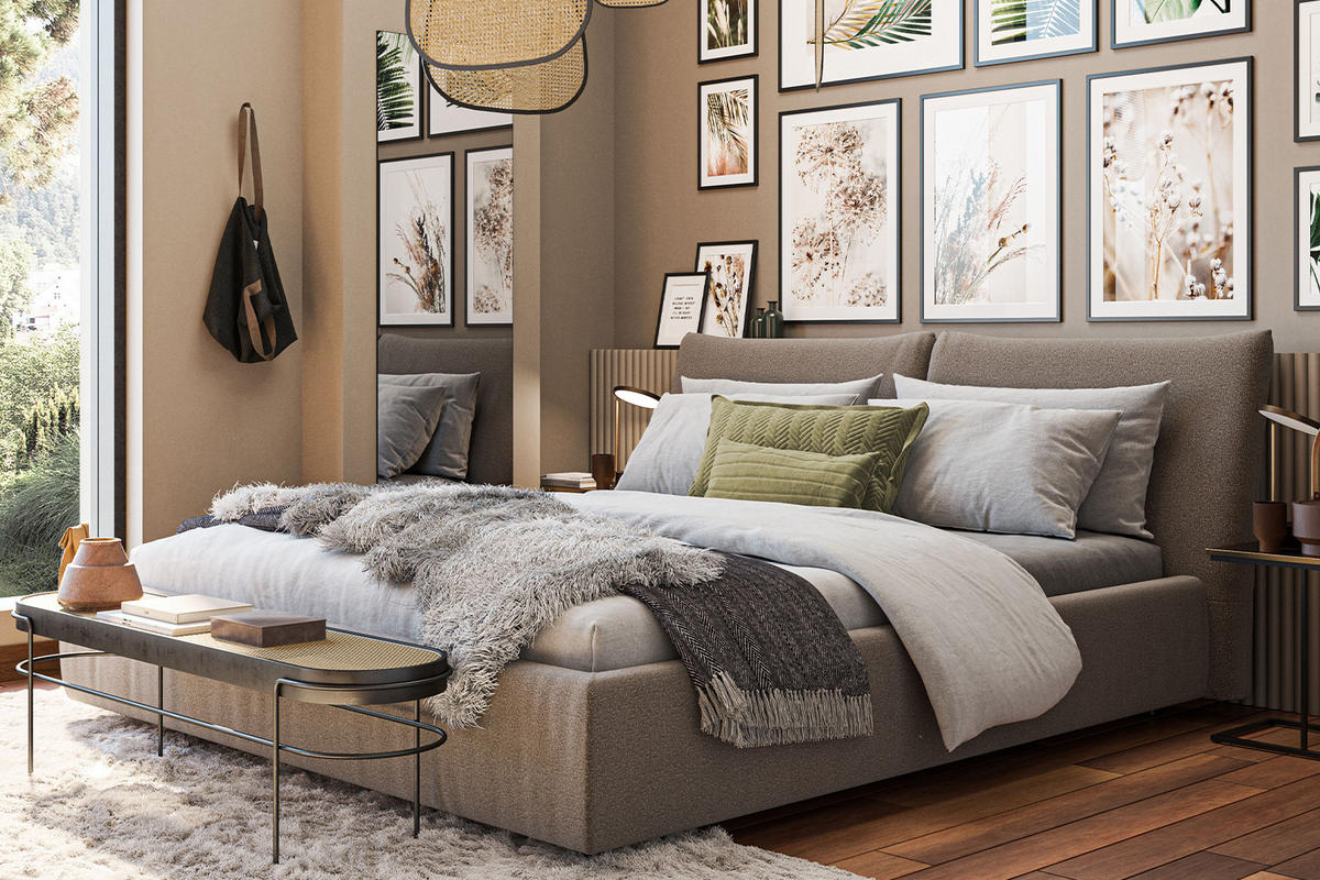 POLSTERBETT HENRY Taupe Cord - Taupe/Grau, Textil (140/200cm) - KAWOLA