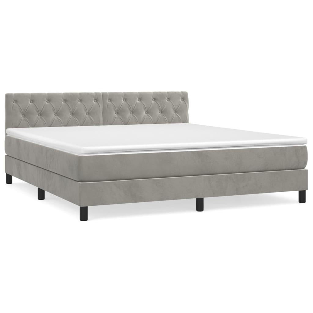 BOXSPRINGBETT MIT MATRATZE HELLGRAU 160X200 CM SAMT - Hellgrau, Holz/Textil (160/200cm) - vidaXL