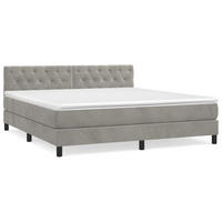 BOXSPRINGBETT MIT MATRATZE HELLGRAU 160X200 CM SAMT - Hellgrau, Holz/Textil (160/200cm) - vidaXL
