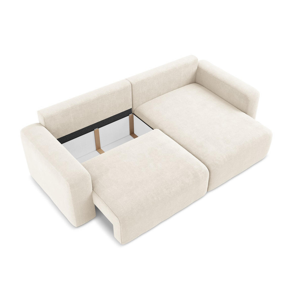 ECKSOFA mit Schlaffunktion rechts Chenille Stoff Beige - Beige/Creme, Kunststoff/Textil (244/149cm) - LaMiaSofa